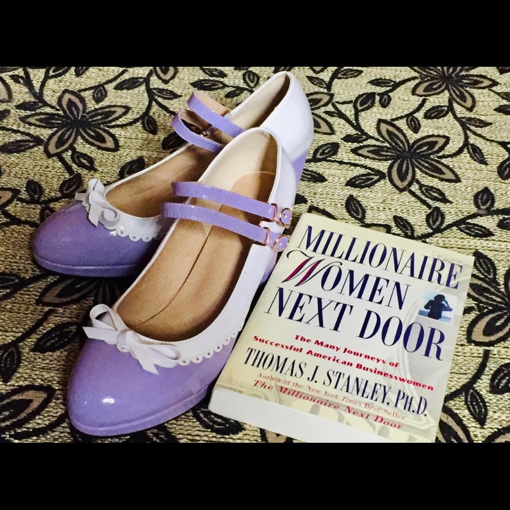 ❤️ NEW Vintage Heels Shoes Purple White - Picture 6 of 6